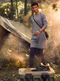 Grey Blended Kurta - AL-K-1143C
