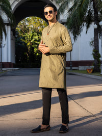 Green Cotton Kurta - AL-K-1147A