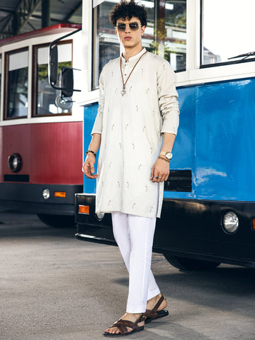 LIGHT GREY COTTON KURTA - AL-K-1147C