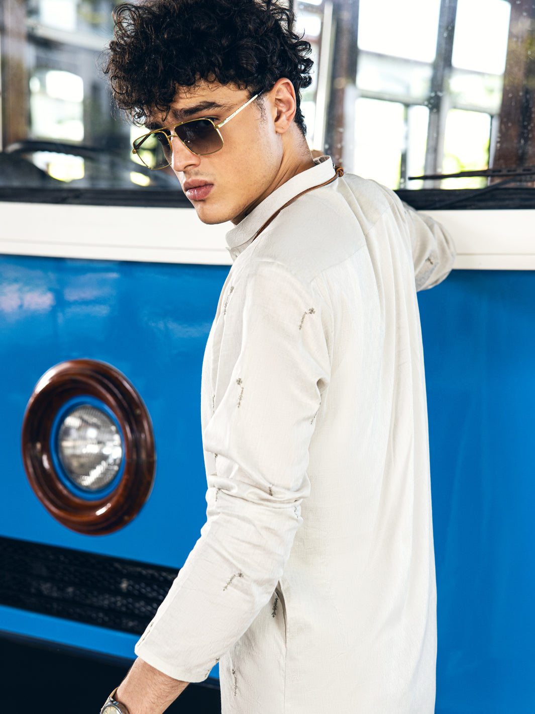 Light Grey Cotton Kurta - AL-K-1147C - Almirah Online