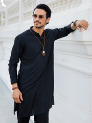 Black Blended Kurta - AL-K-1148C - Almirah Online