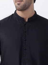 Black Blended Kurta - AL-K-1157C