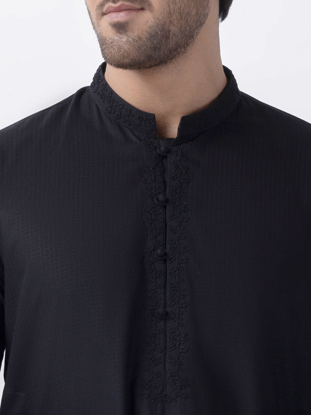 Black Blended Kurta - AL-K-1157C - Almirah Online