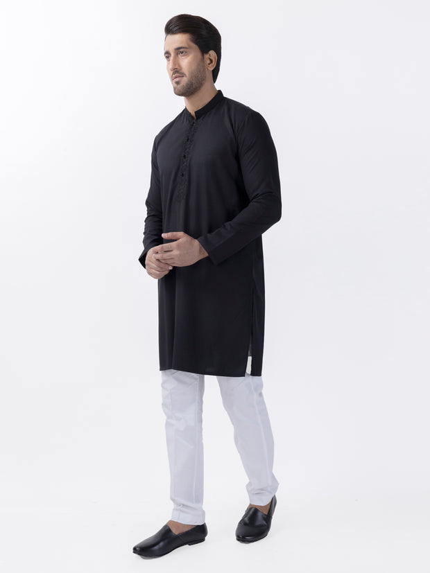 Black Blended Kurta - AL-K-1157C - Almirah Online