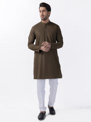 Olive Gree Blended Kurta - AL-K-1158 - Almirah Online