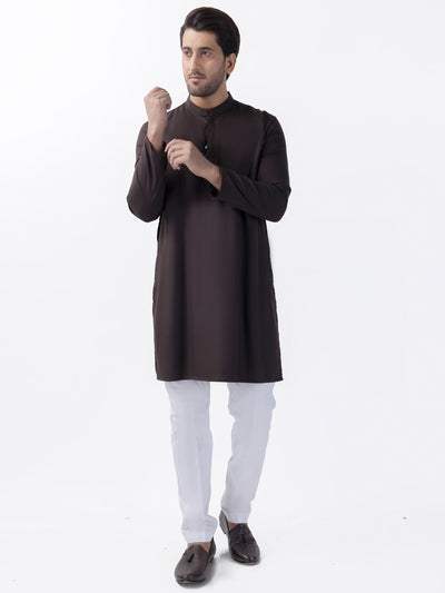 Dark Brown Blended Kurta - AL-K-1159