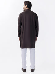 Dark Brown Blended Kurta - AL-K-1159 - Almirah Online