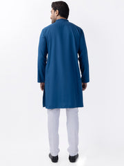 Blue Blended Kurta - AL-K-1166 - Almirah Online