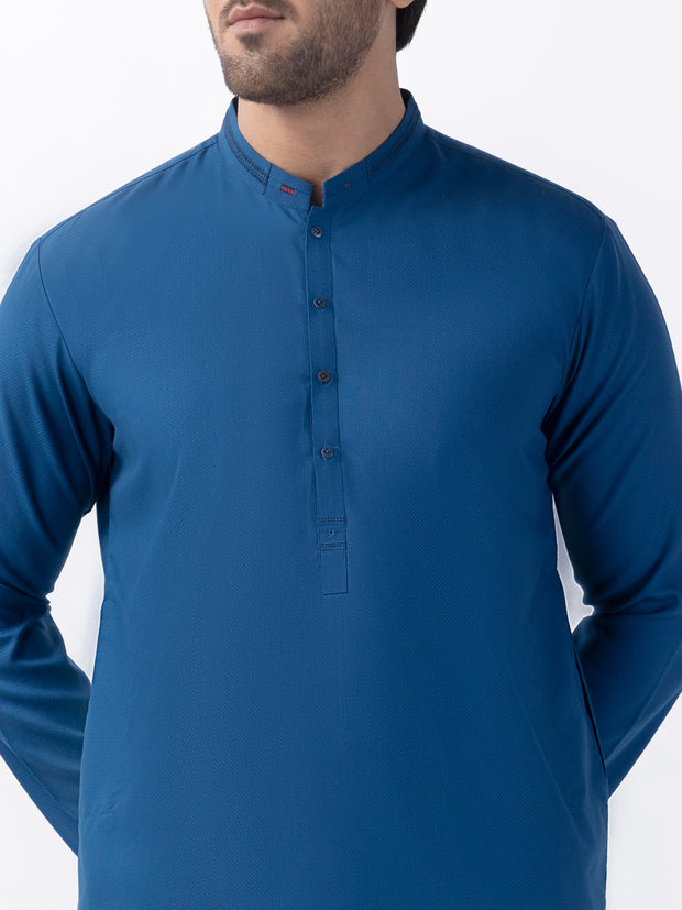 Blue Blended Kurta - AL-K-1166 - Almirah Online