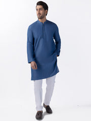 Blue Blended Kurta - AL-K-1173 - Almirah Online