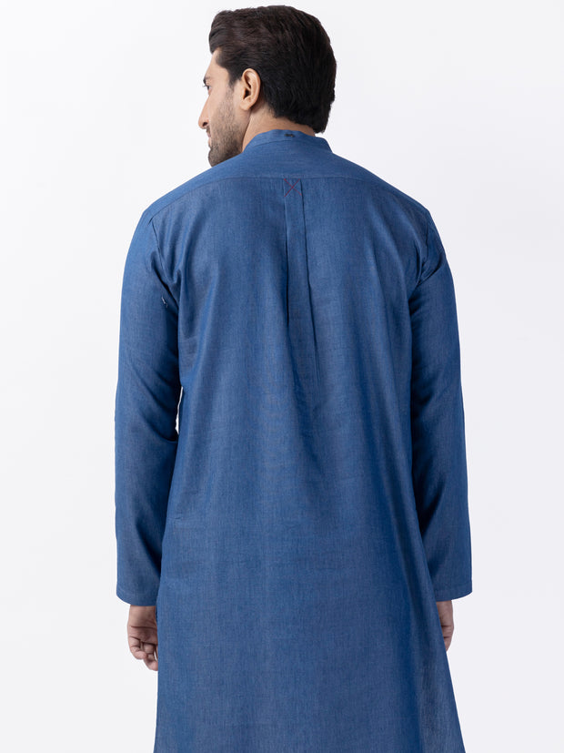 Blue Blended Kurta - AL-K-1173 - Almirah Online