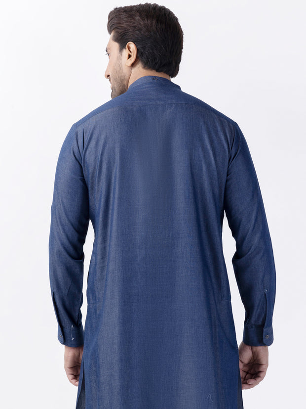 Indigo Blended Kurta - AL-K-1174 - Almirah Online