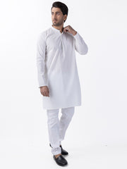 White Blended Kurta - AL-K-1194A - Almirah Online