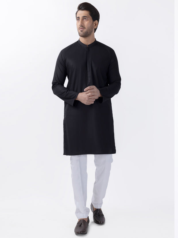 Black Blended Kurta - AL-K-1194B - Almirah Online