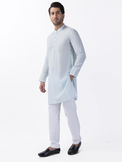 Sky Blue Cotton Kurta - AL-K-1196B - Almirah Online