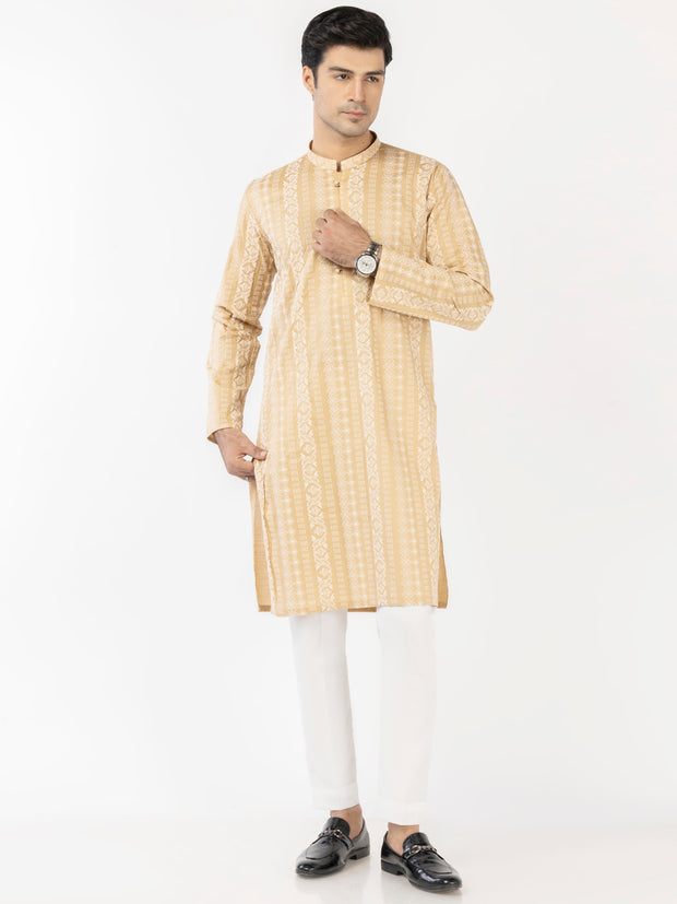 Beige Cotton Kurta - AL-K-1206A