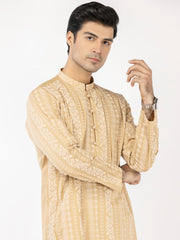 Beige Cotton Kurta - AL-K-1206A