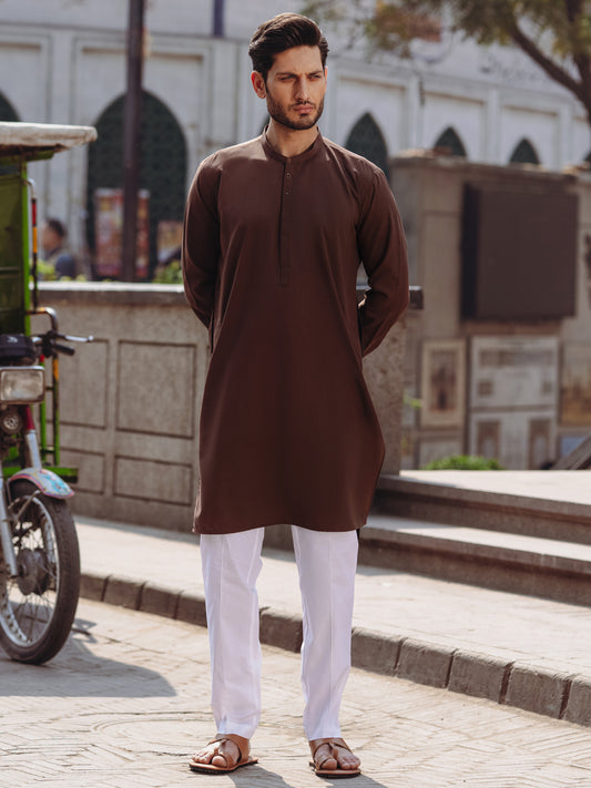 Brown Blended Kurta - AL-K-1257
