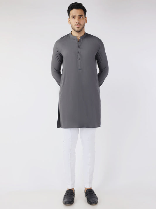 Grey Blended Kurta - AL-K-1258