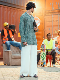 Green Cotton Plain Kurta - AL-K-1191