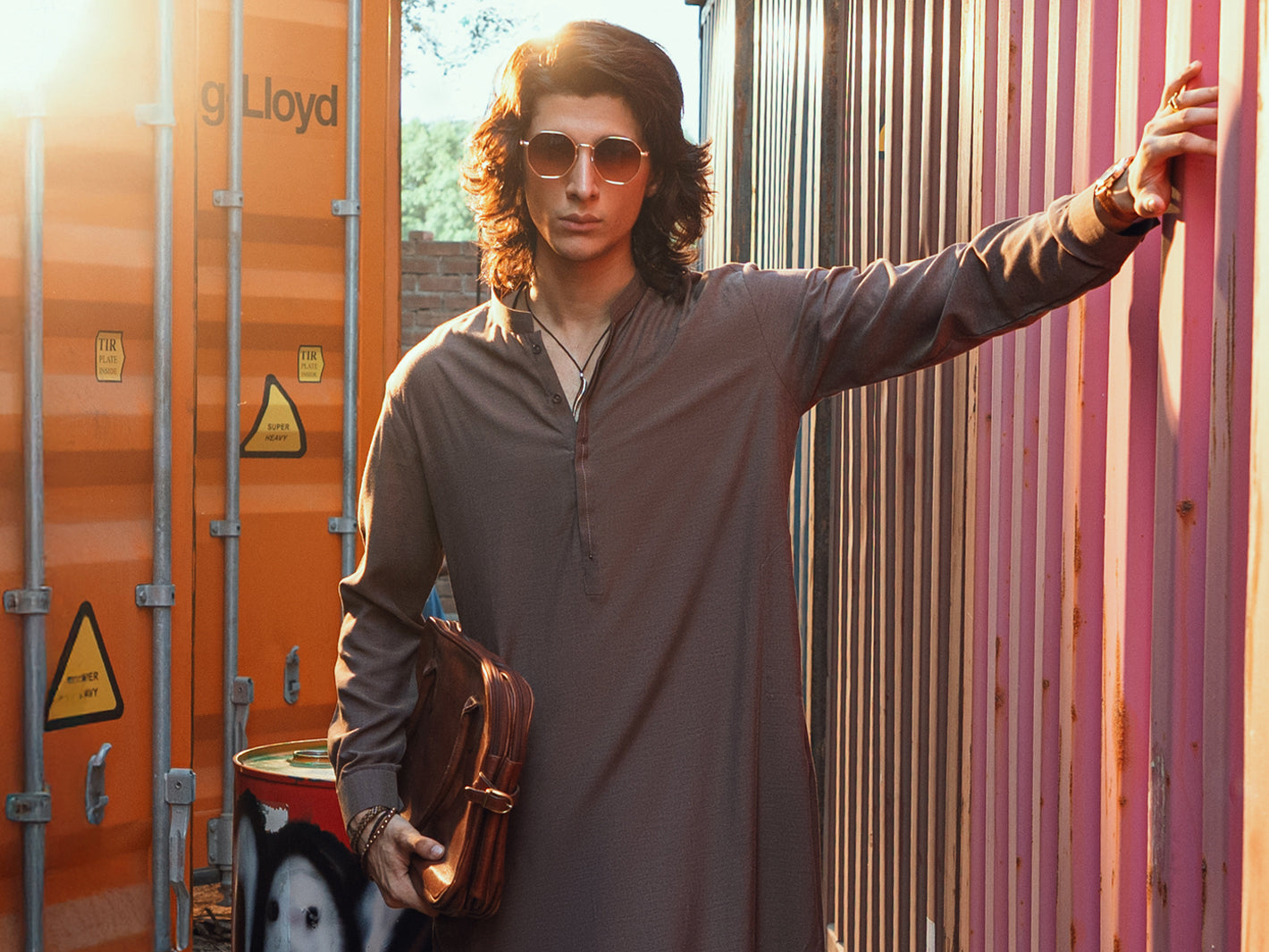 Brown Blended Kameez Shalwar - AL-KS-3276A