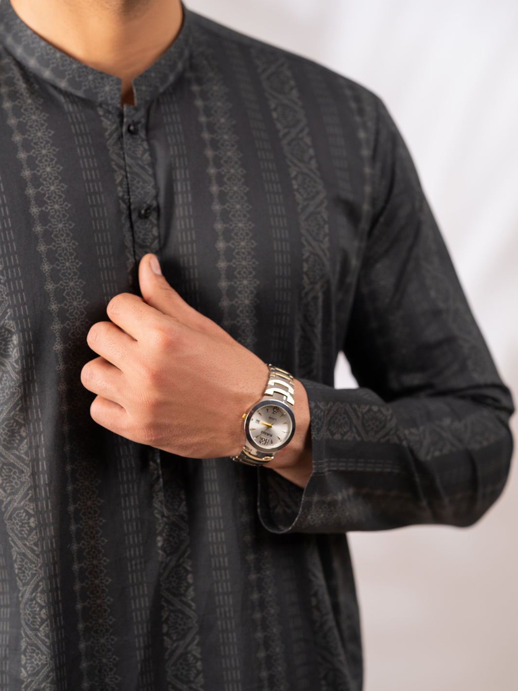 Charcoal Grey Cotton Kurta - AL-K-1285