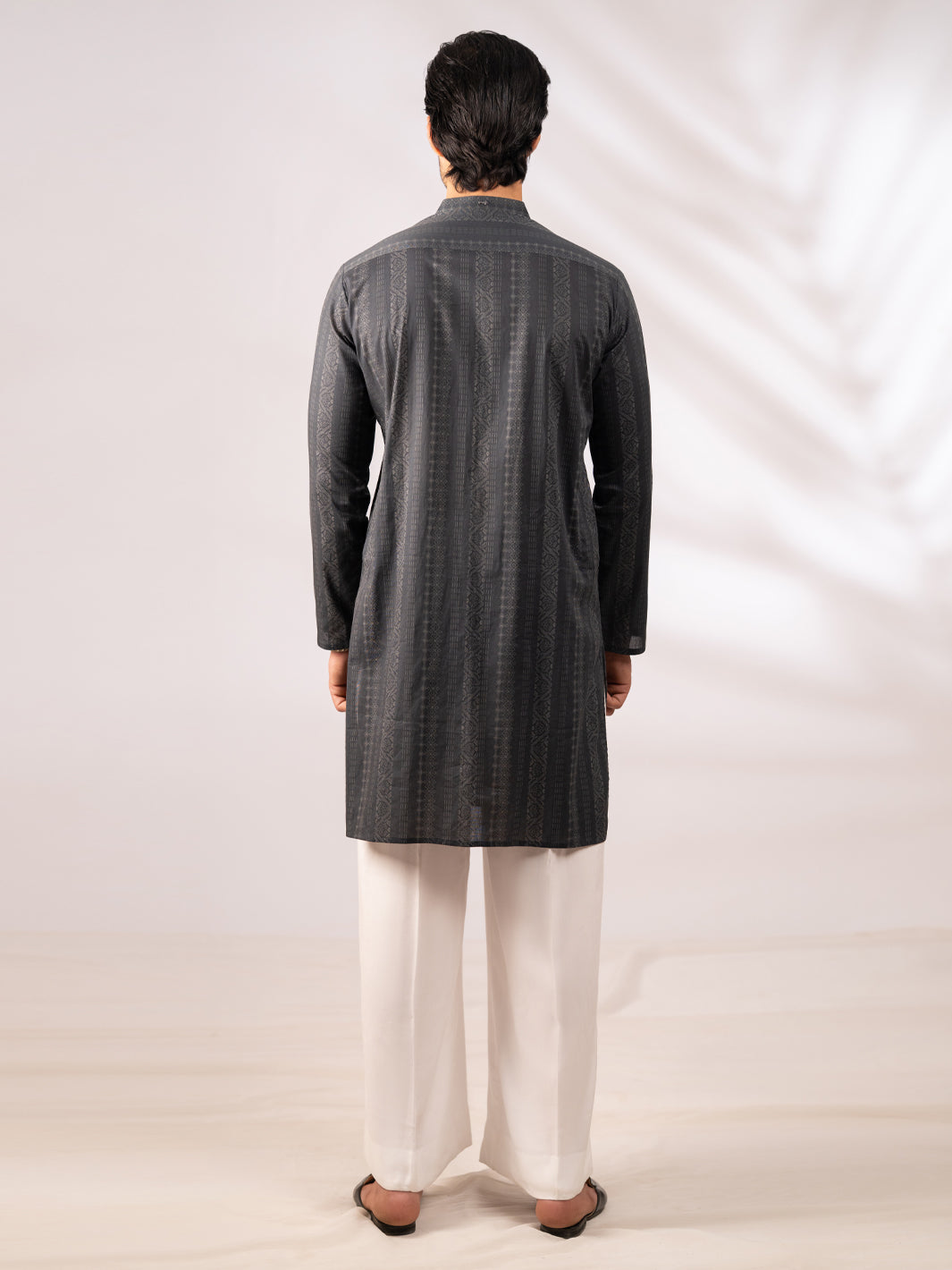 Charcoal Grey Cotton Kurta - AL-K-1285