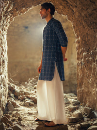 Blue Cotton Semi-Formal Kurta - AL-K-1287