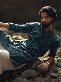 Green Cotton Semi-Formal Kurta - AL-K-1288