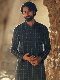 Green Cotton Semi-Formal Kurta - AL-K-1288