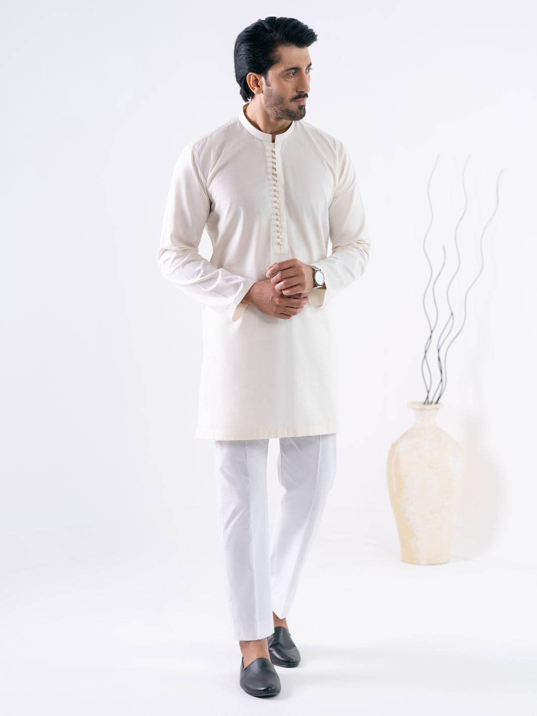 White Cotton Kurta - AL-K-1300