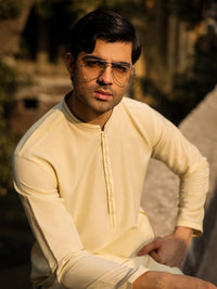 Cream Cut & Sew Kurta - AL-K-1302