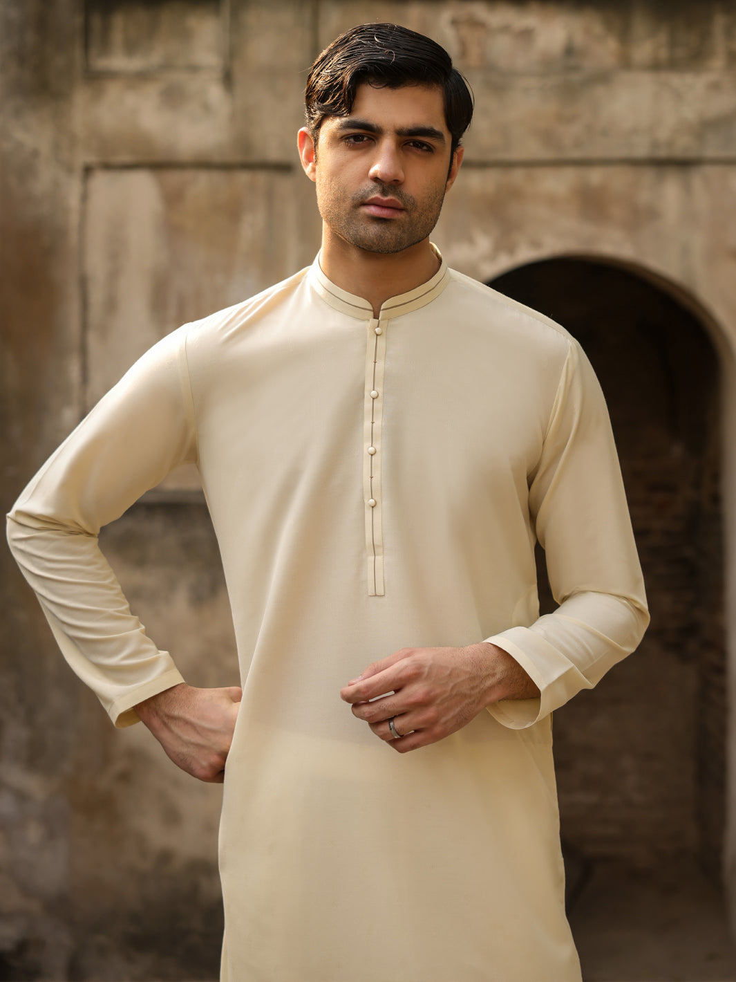 Cream Cut & Sew Kurta - AL-K-1302