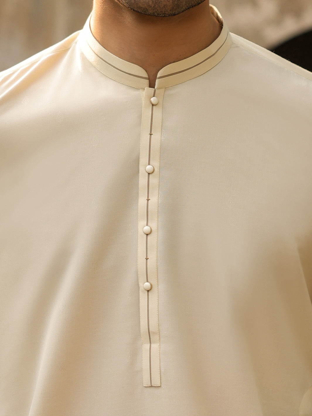 Cream Cut & Sew Kurta - AL-K-1302