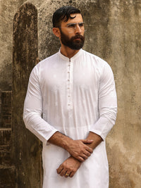 White Cotton Formal Kurta - AL-K-1306A