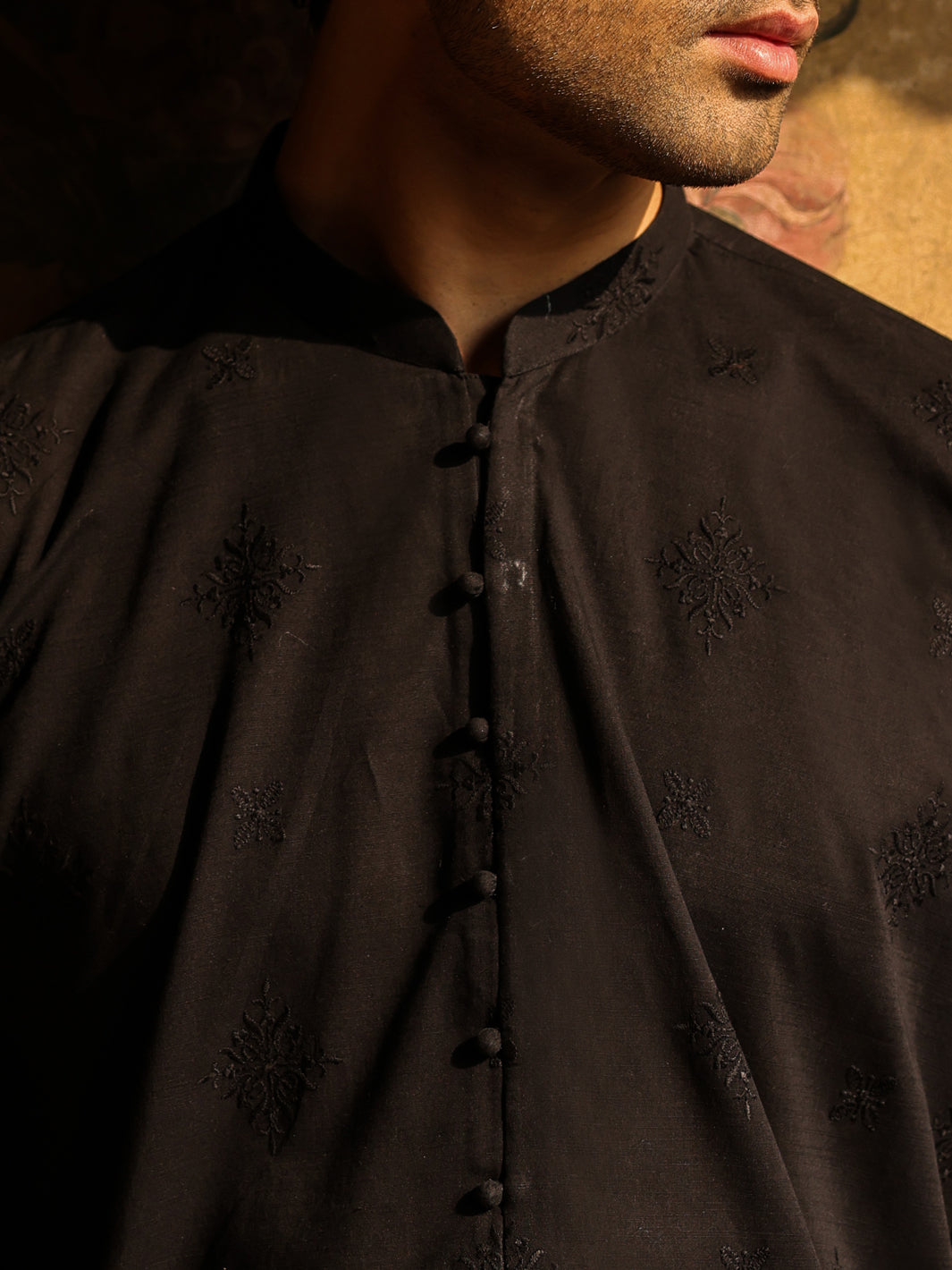Black Cotton Formal Kurta - AL-K-1306B