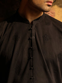 Black Cotton Formal Kurta - AL-K-1306B
