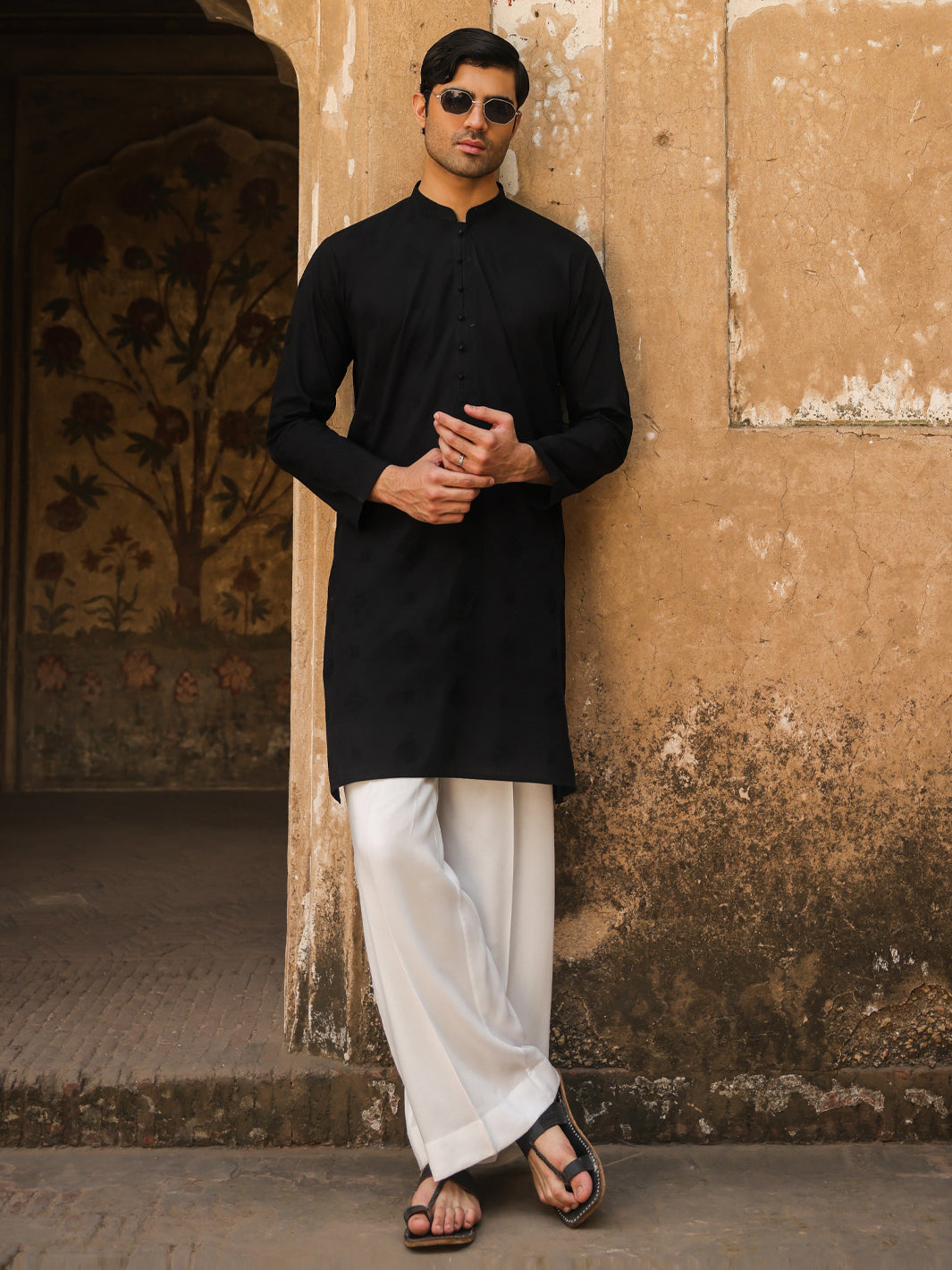 Black Cotton Formal Kurta - AL-K-1306B