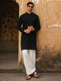 Black Cotton Formal Kurta - AL-K-1306B