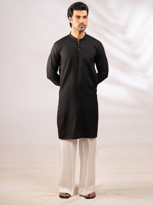 Black Plain Kurta - AL-K-1307