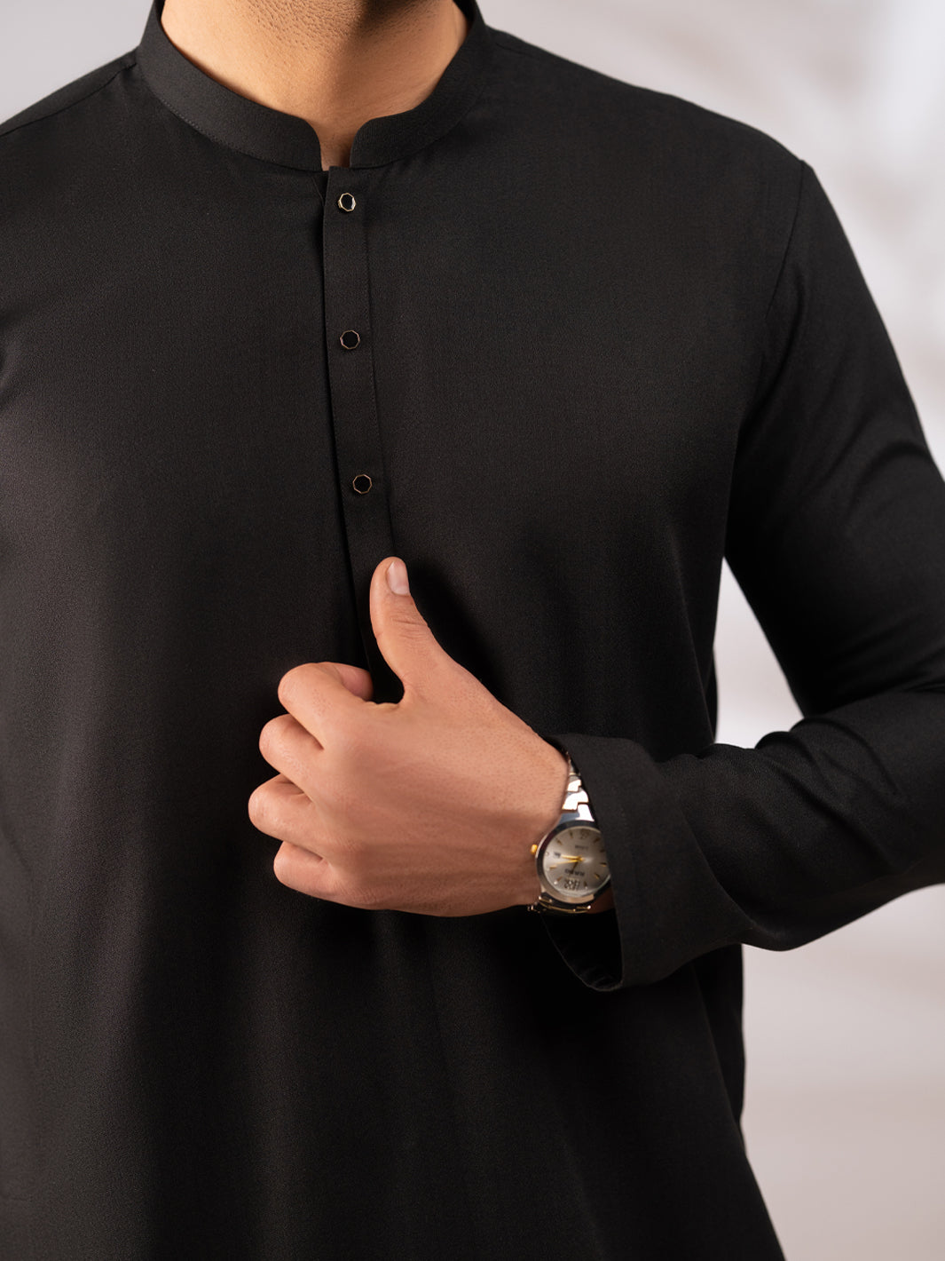 Black Plain Kurta - AL-K-1307