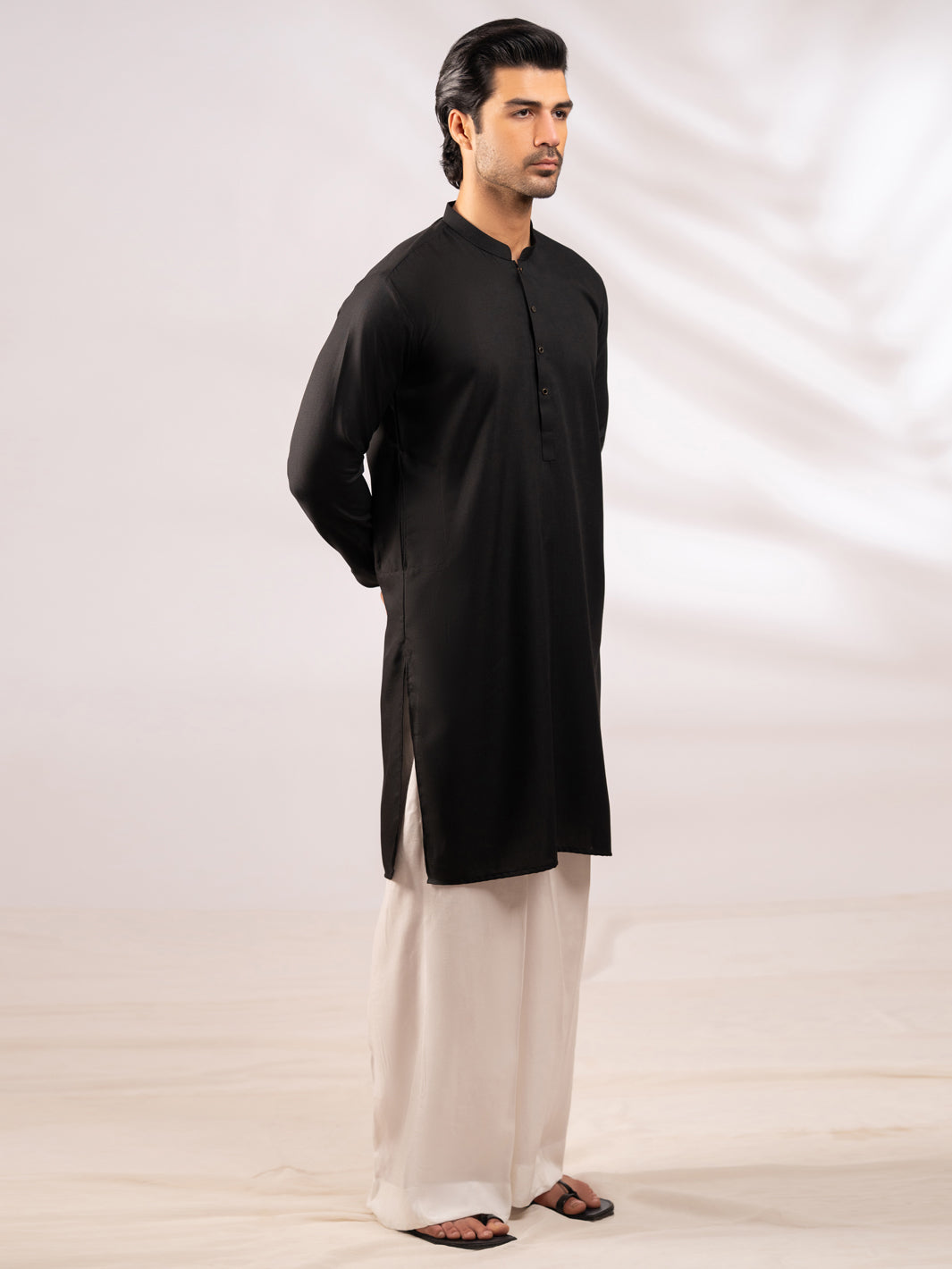 Black Plain Kurta - AL-K-1307