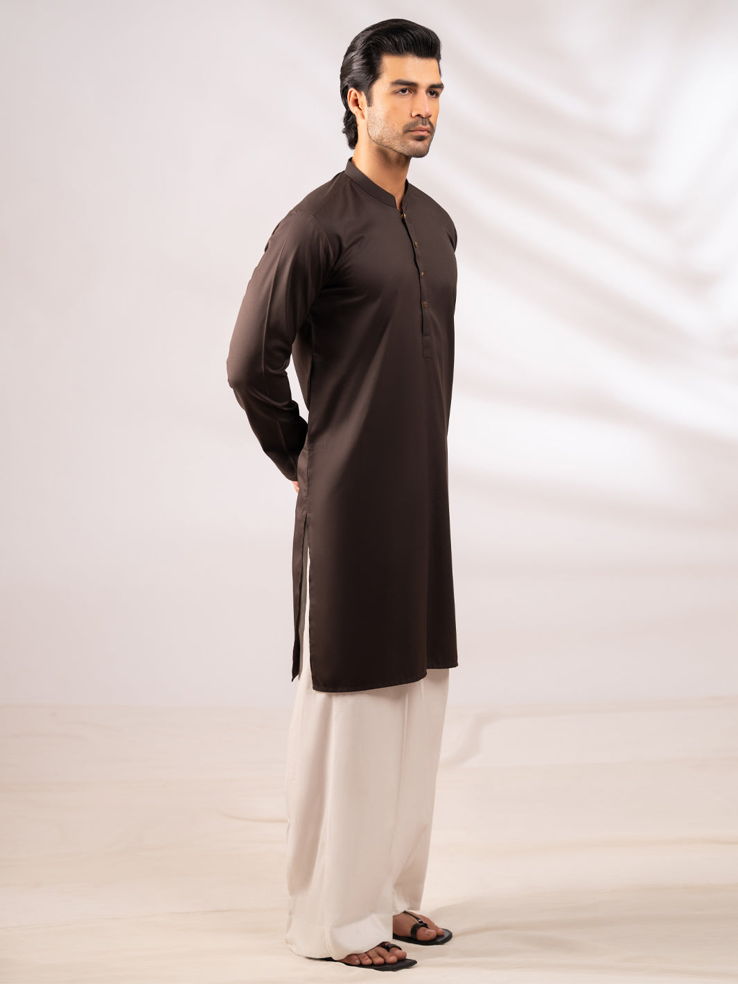 Brown Plain Kurta - AL-K-1309