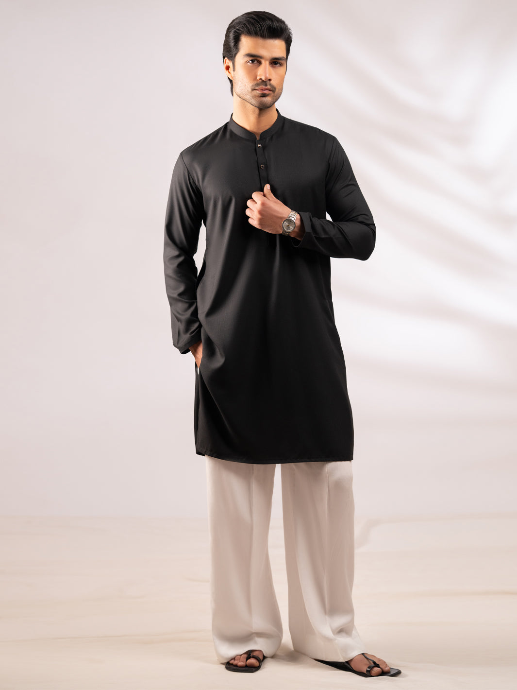 Black Plain Kurta - AL-K-1310