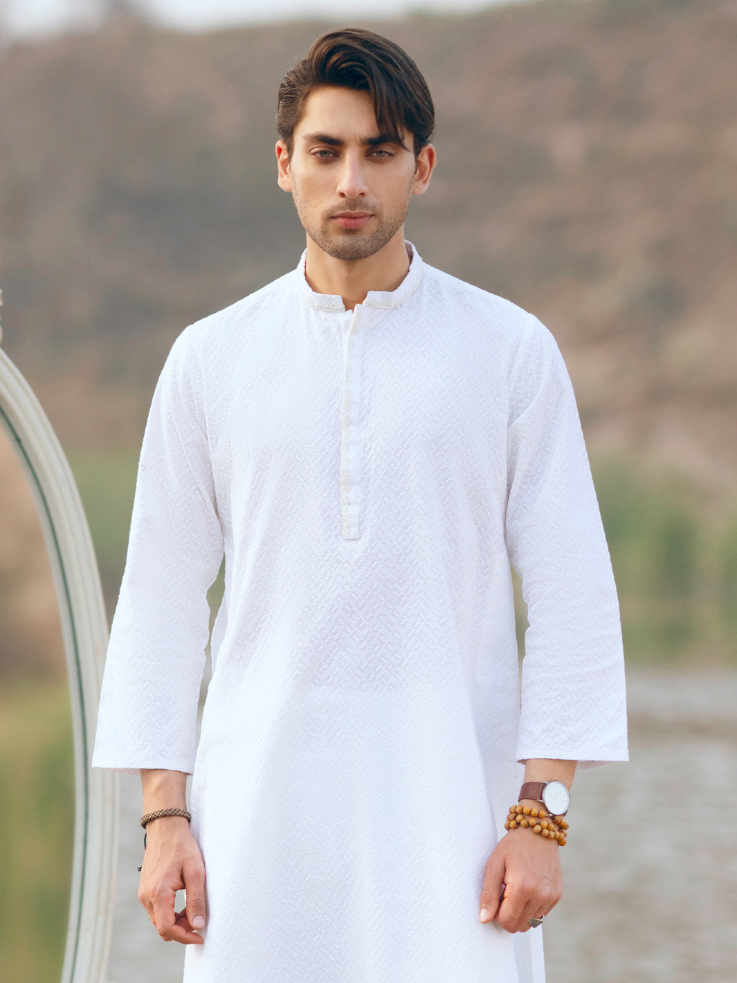 White Cotton Formal Kurta - AL-K-1311A