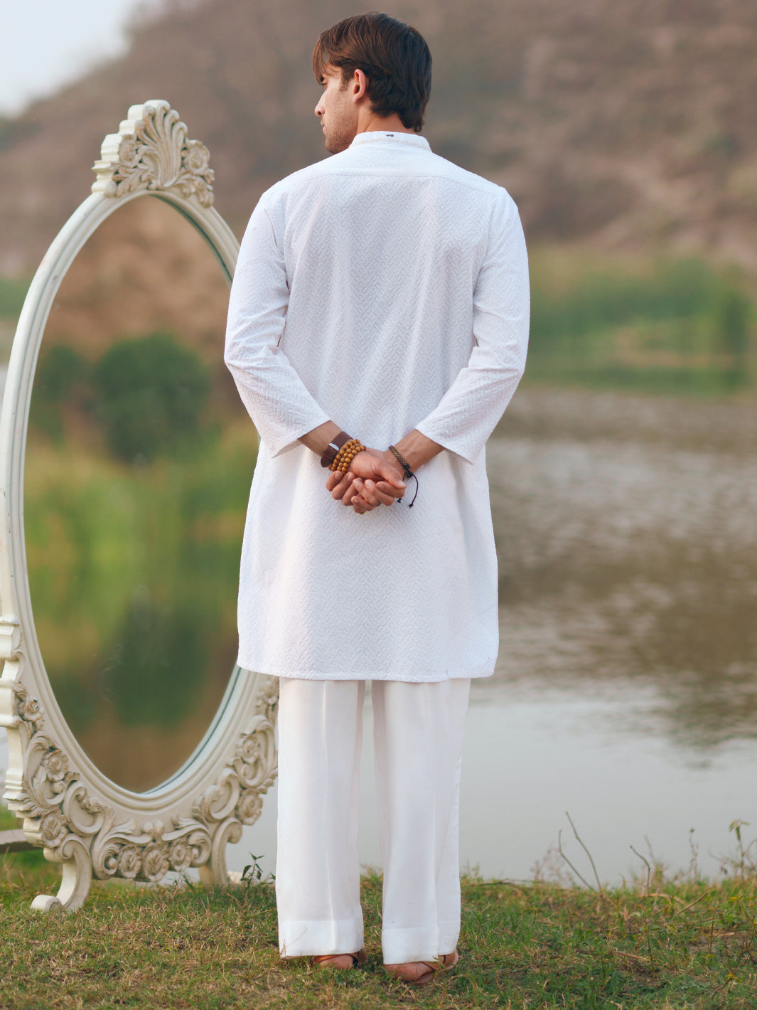 White Cotton Formal Kurta - AL-K-1311A