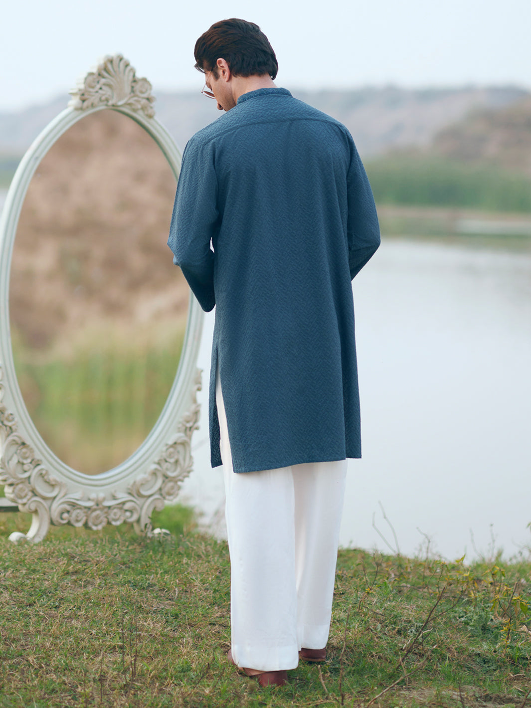 Green Cotton Formal Kurta - AL-K-1311C