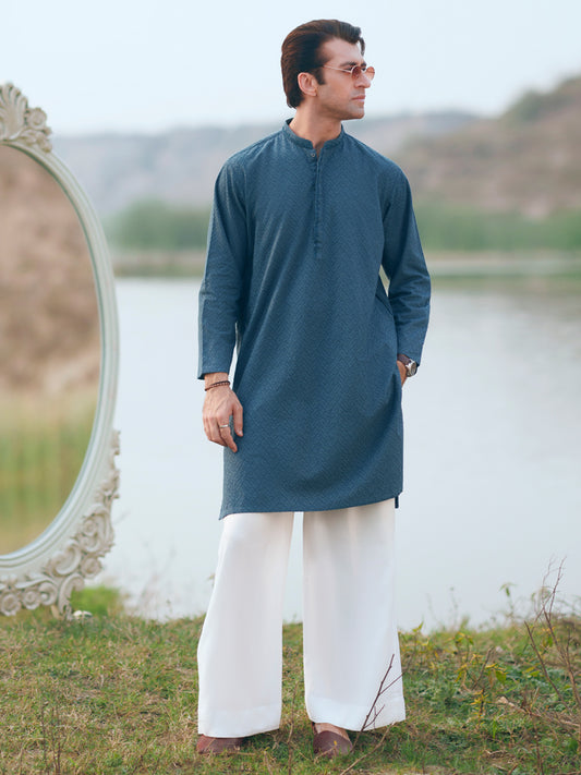 Green Cotton Formal Kurta - AL-K-1311C