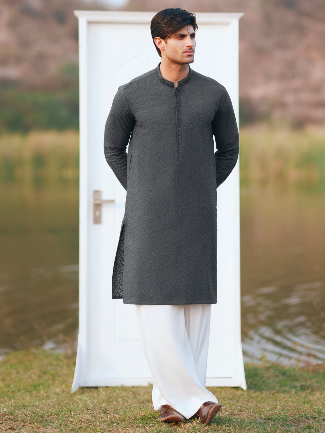 Black Cotton Formal Kurta - AL-K-1311D