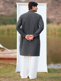 Black Cotton Formal Kurta - AL-K-1311D